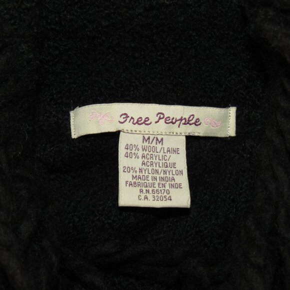 Free People Black Boucle Fringe Cardigan Sweater Hidden Hook Women's M Medium - Picture 9 of 9